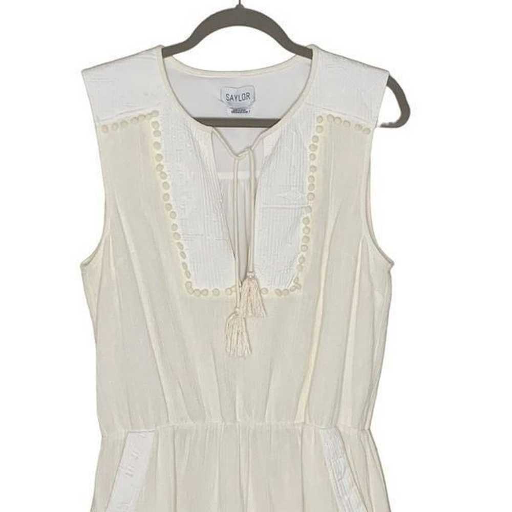 SAYLOR Cream Pom Pom Sleeveless Mini Dress| Size L - image 5