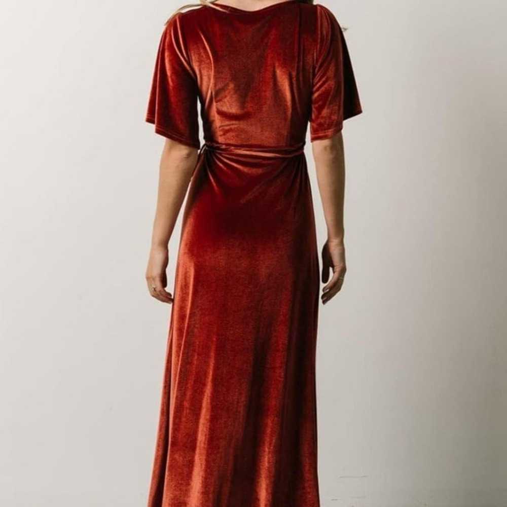 Red Velvet Wrap Maxi Dress - image 2