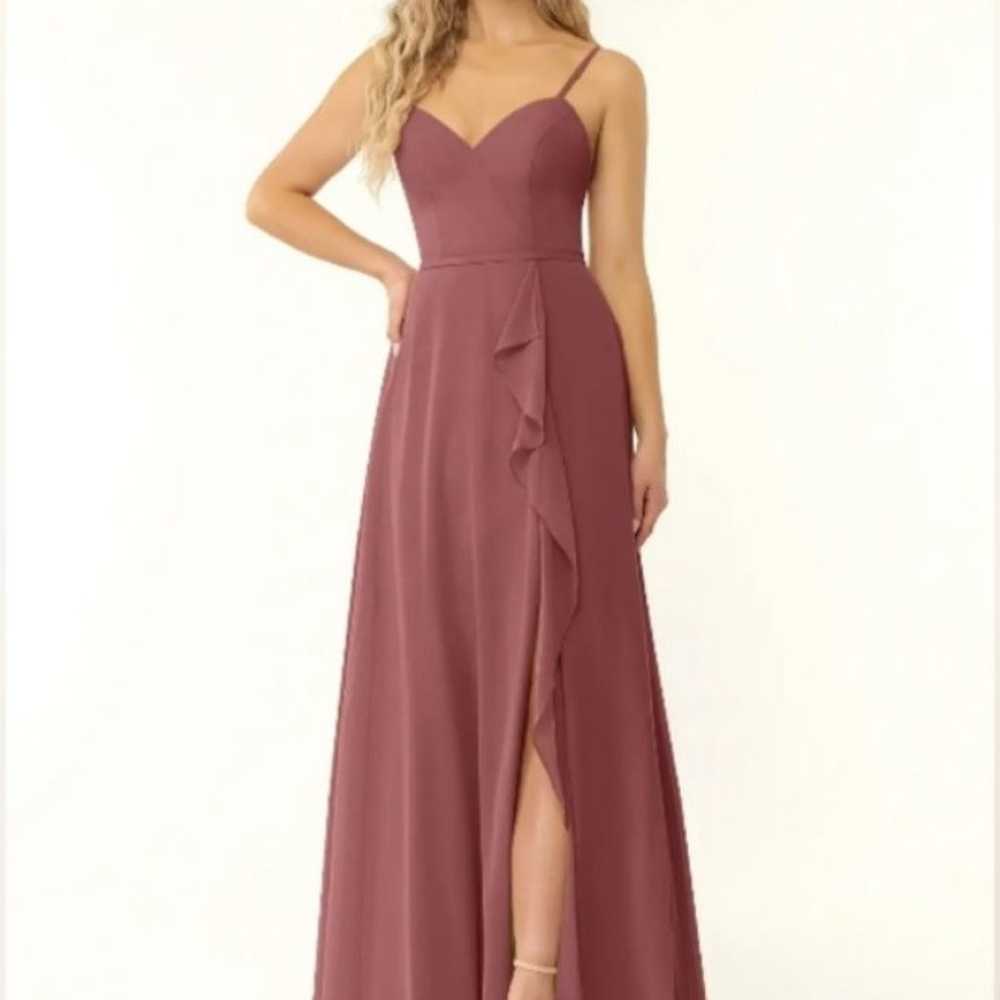 NWOT Azazie A-line Ruffle Chiffon Floor-Length Go… - image 1