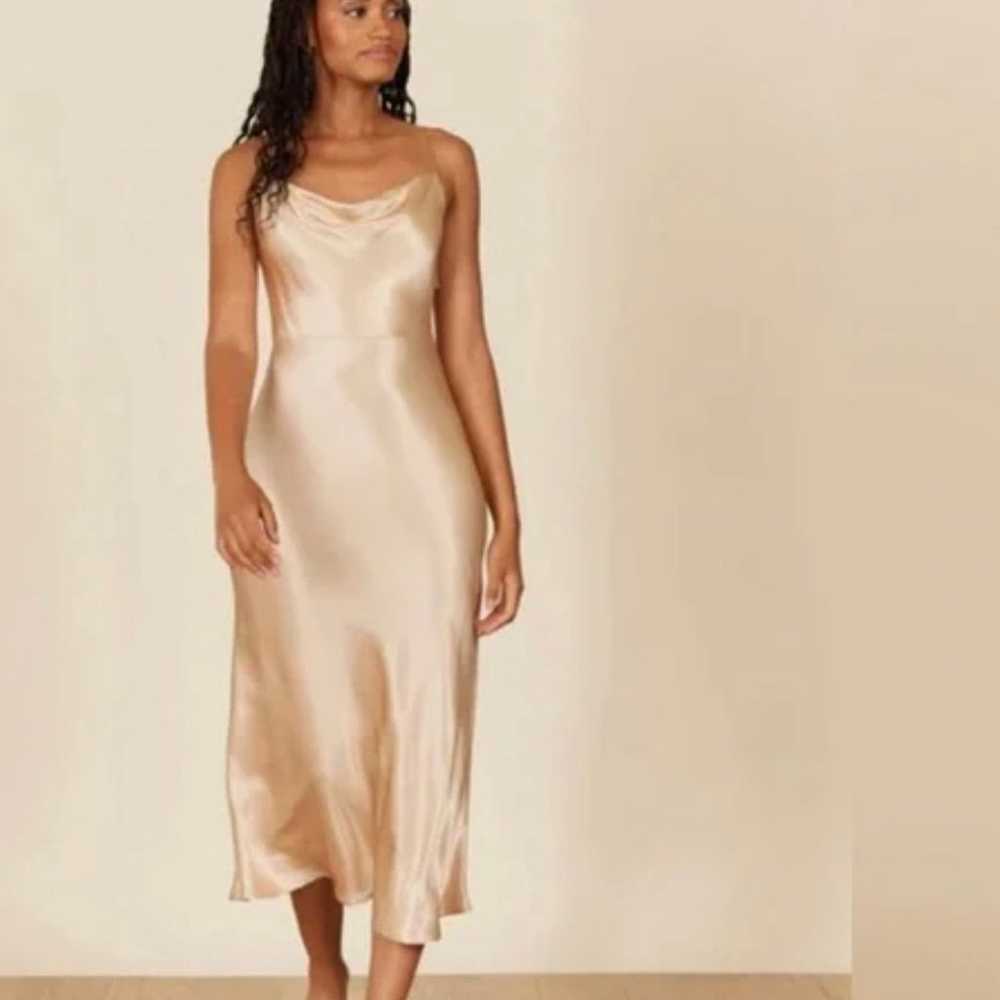 PARK & FIFTH BOWEN DRESS - PALE GOLD SATIN - image 3