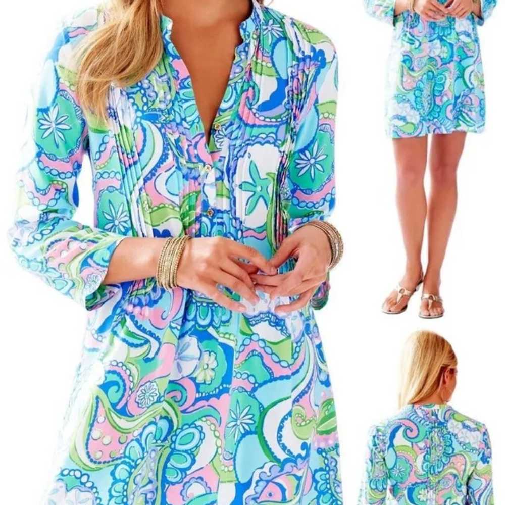 Lilly Pulitzer XL Sarasota Pintuck Tunic Dress Co… - image 1