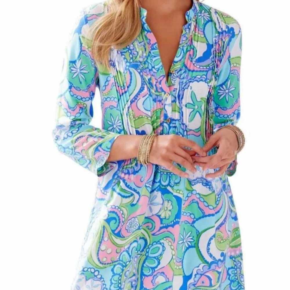 Lilly Pulitzer XL Sarasota Pintuck Tunic Dress Co… - image 2