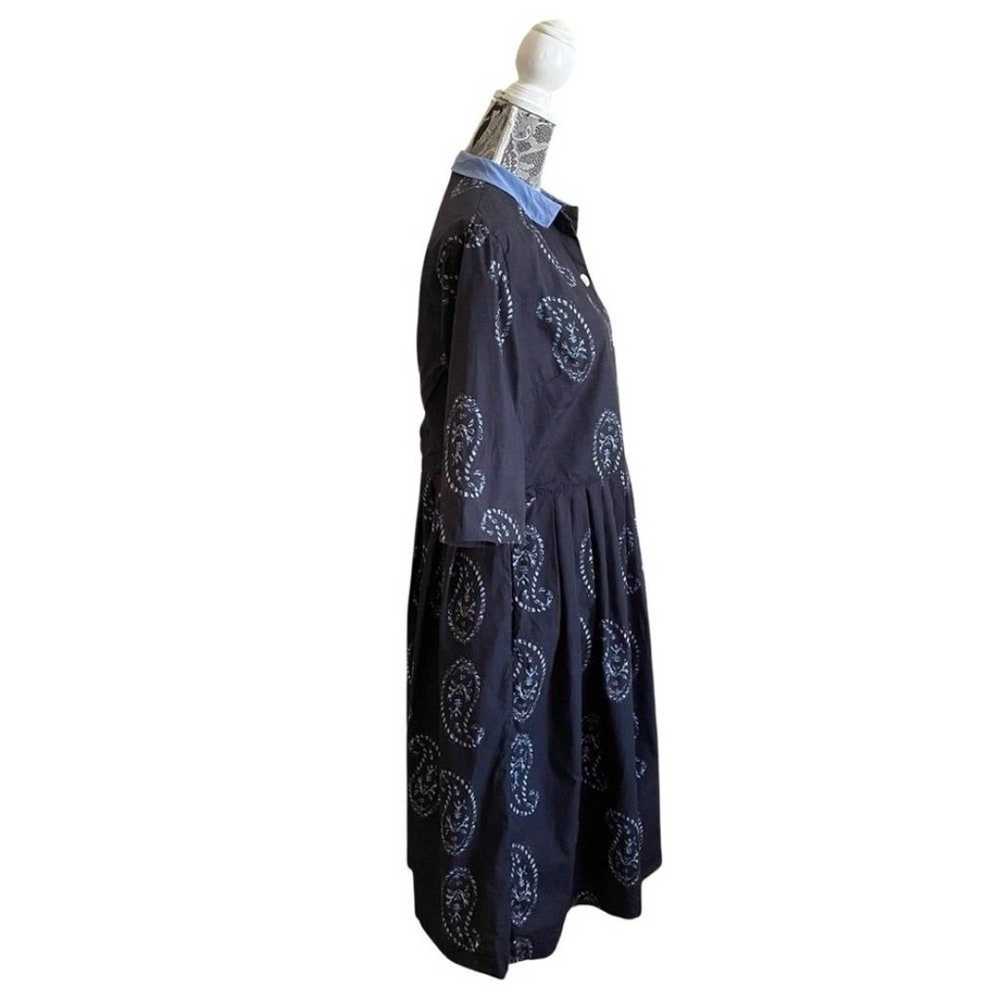 TOAST Paisley Print Cotton Shirt Dress Navy Blue … - image 2