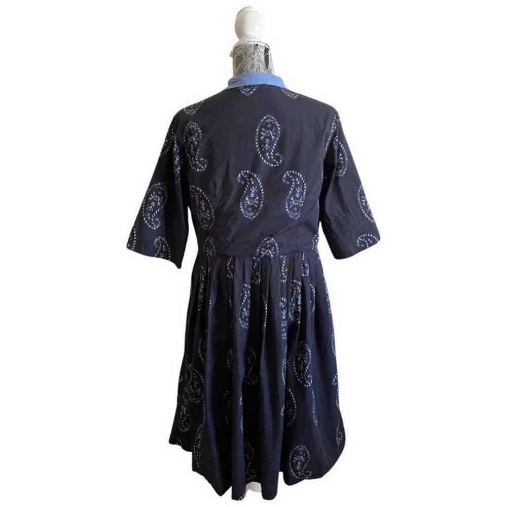 TOAST Paisley Print Cotton Shirt Dress Navy Blue … - image 3