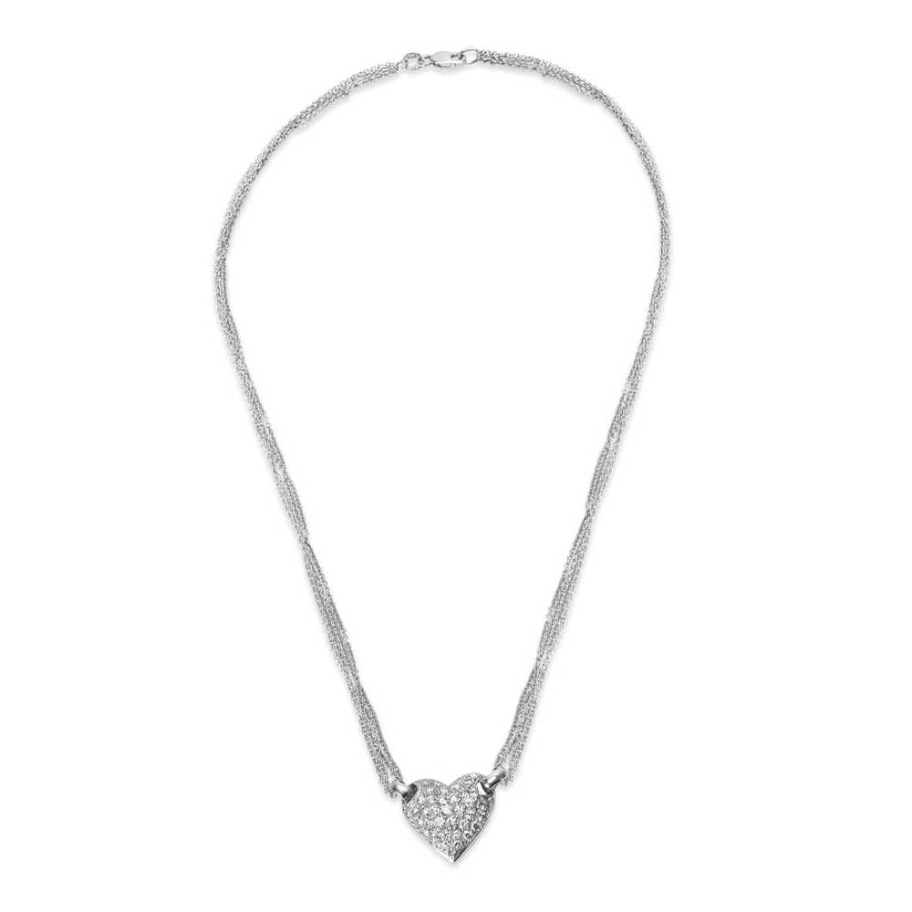 Louis Vuitton Pave Diamond Heart Pendant in 18K W… - image 2