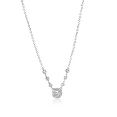 Halo Halo Diamond Necklace in 18K White Gold 0.67… - image 1