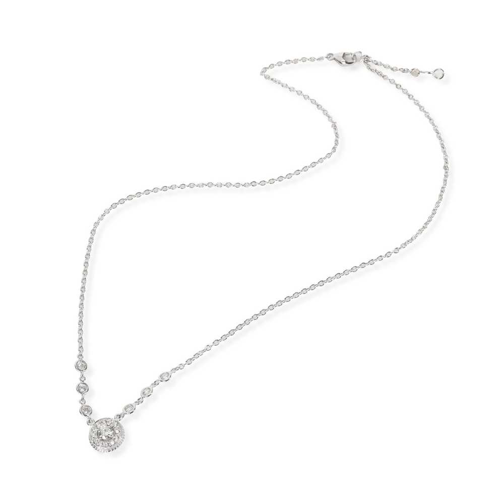 Halo Halo Diamond Necklace in 18K White Gold 0.67… - image 2