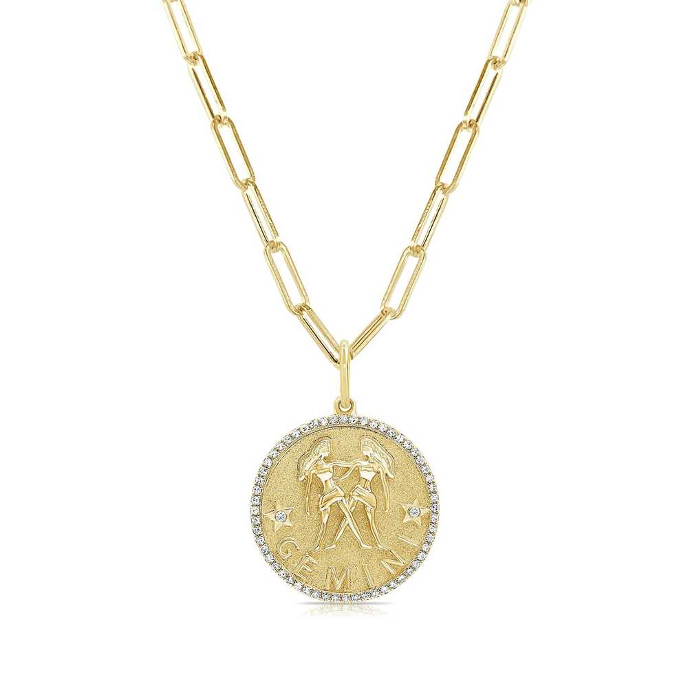 Gemini Gemini Zodiac Diamond Necklace in 14KT Yel… - image 1