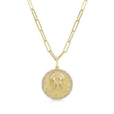 Gemini Gemini Zodiac Diamond Necklace in 14KT Yel… - image 1