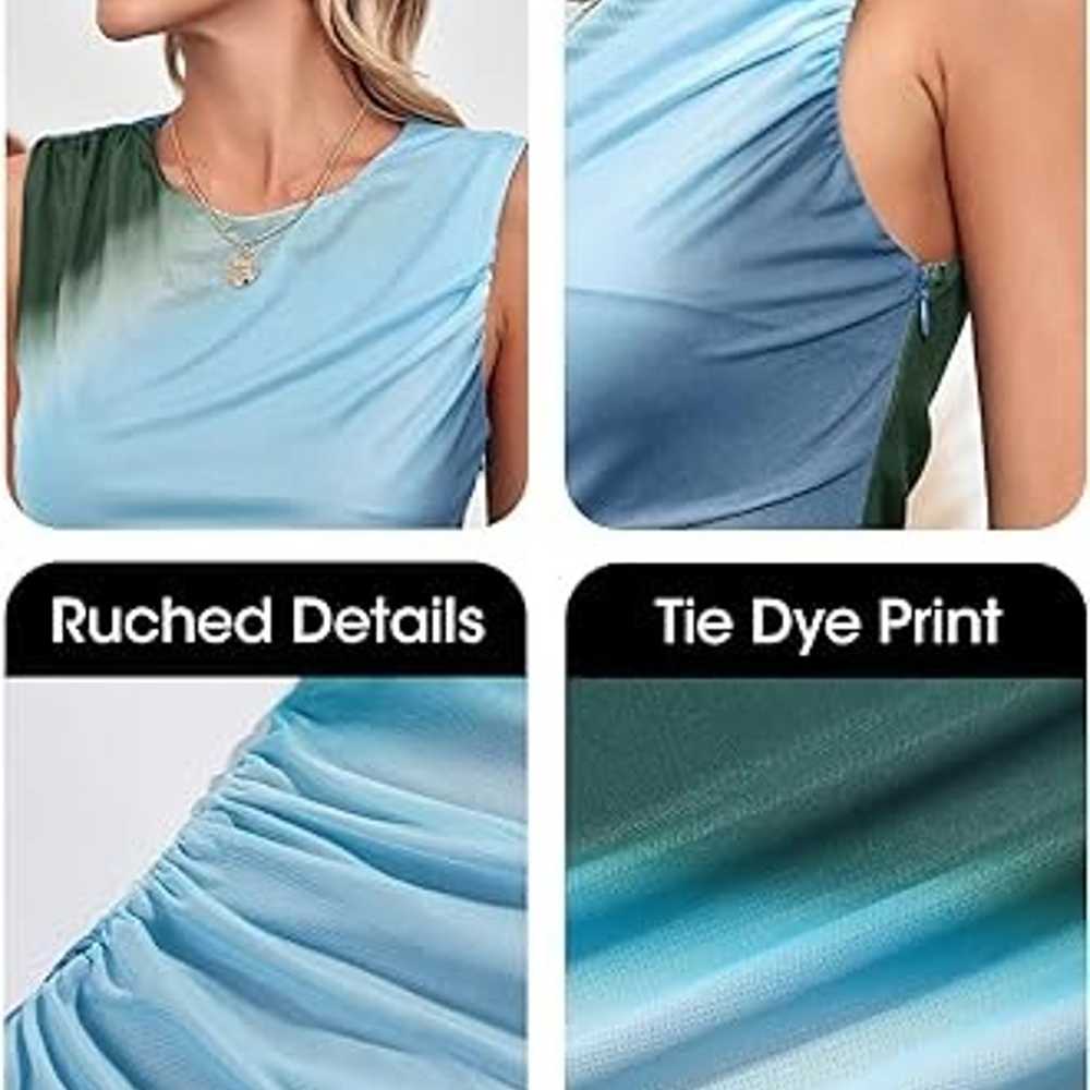 Women's mesh tie dye sexy pleated dress - image 3