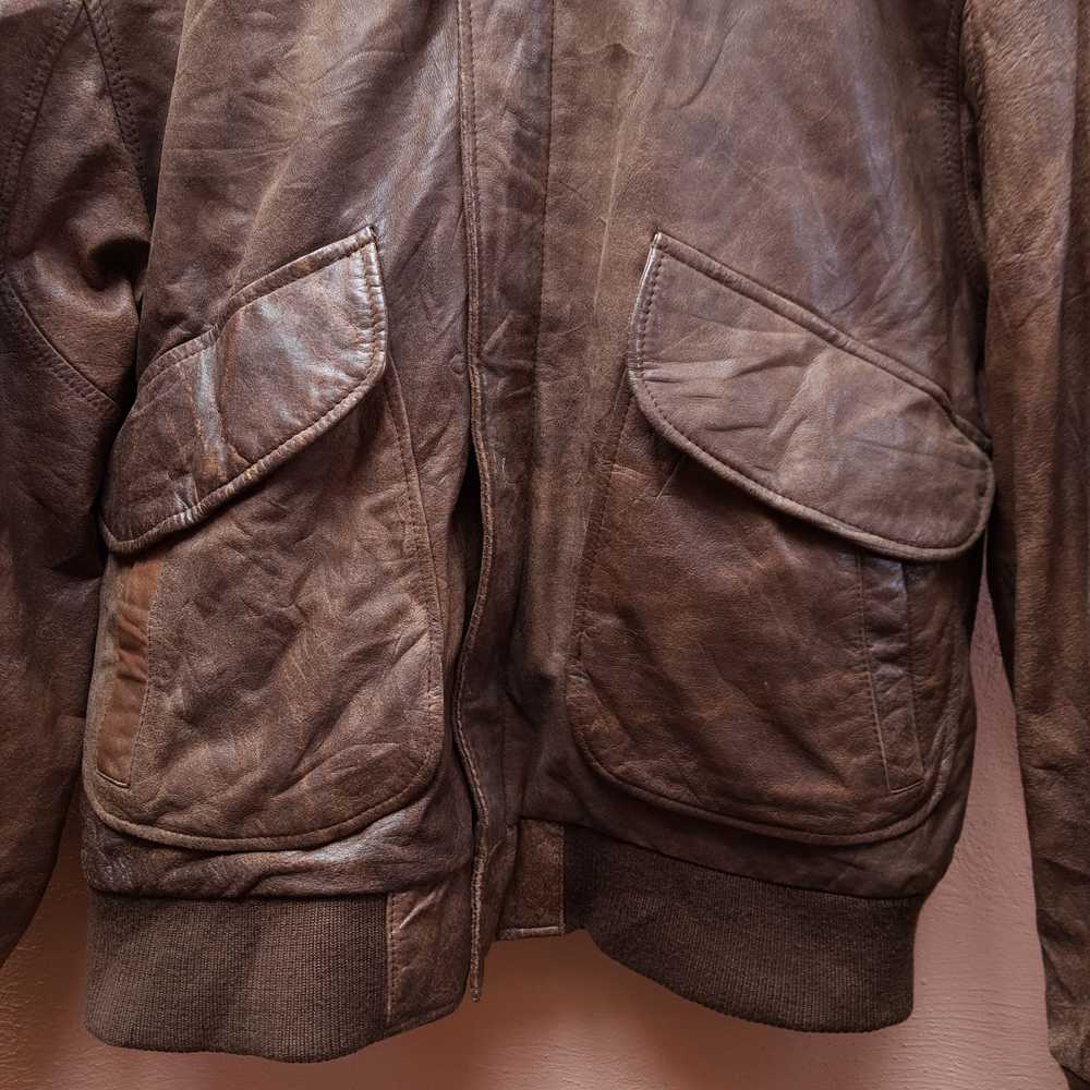 Bomber Jacket × Genuine Leather × Vintage VINTAGE… - image 2