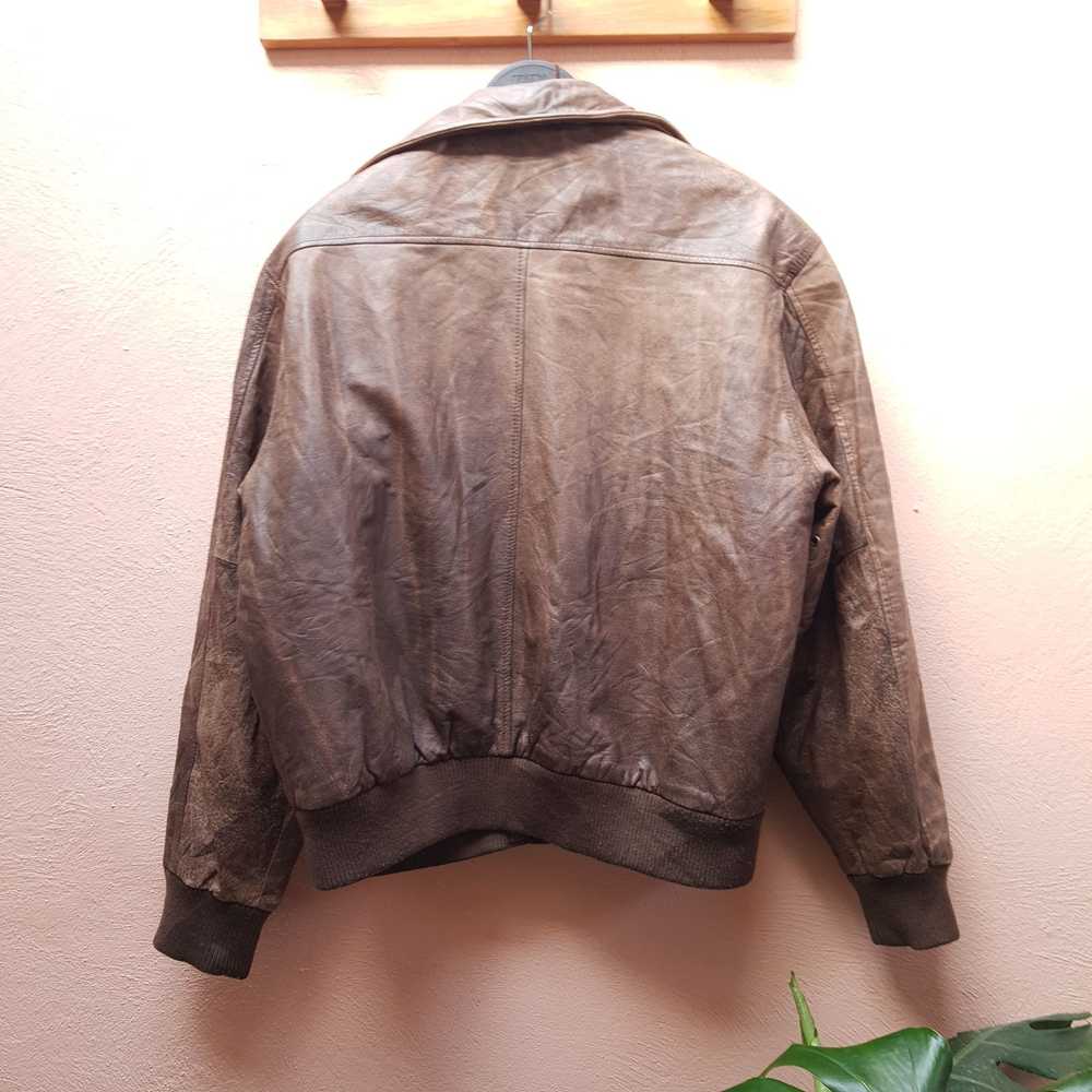 Bomber Jacket × Genuine Leather × Vintage VINTAGE… - image 8