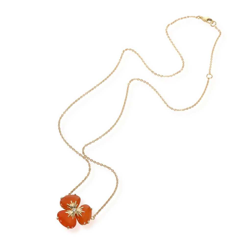 Bvlgari Carnelian Diamond Flower Necklace in 18K … - image 2