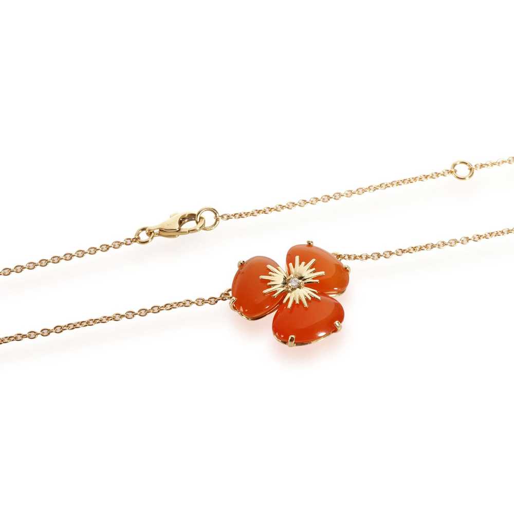 Bvlgari Carnelian Diamond Flower Necklace in 18K … - image 3