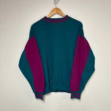 Vintage Vintage Blank Sweatshirt 90s Green Purple… - image 1