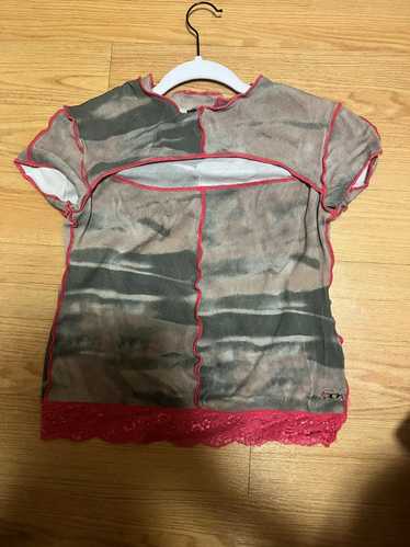 Diesel Pink camo diesel cutout shirt