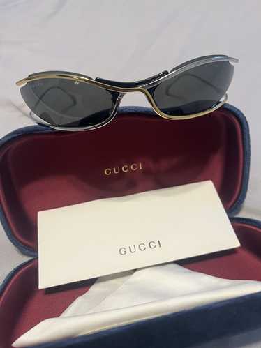Gucci Gucci Gold and Silver Oval Matrix glasses - image 1