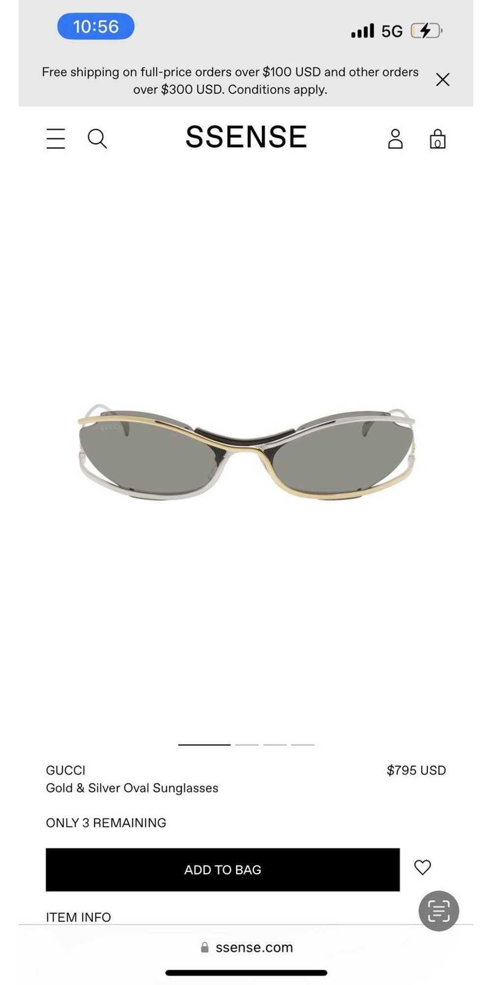 Gucci Gucci Gold and Silver Oval Matrix glasses - image 2