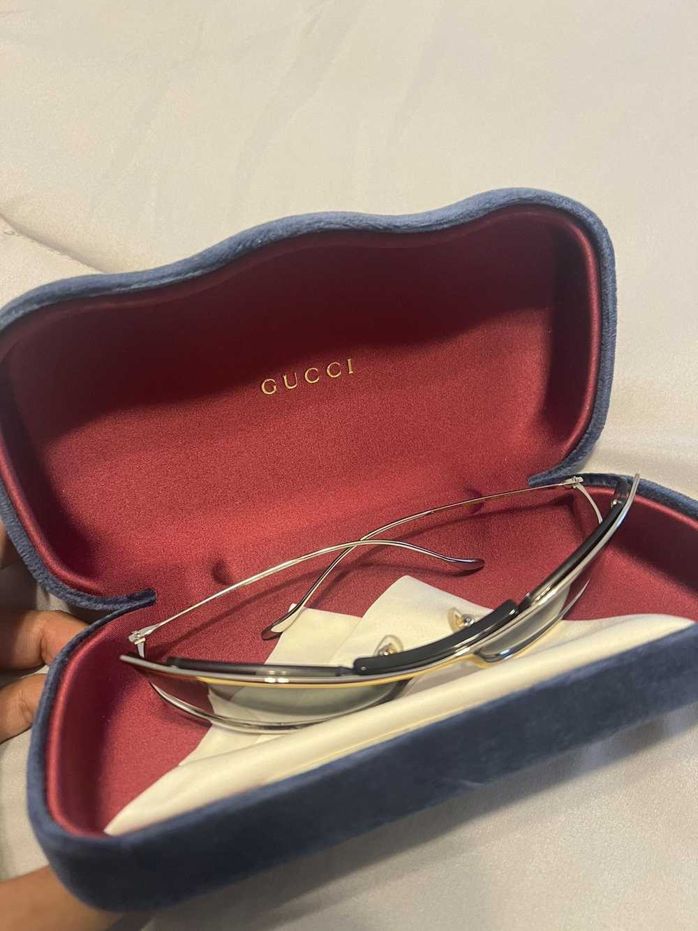 Gucci Gucci Gold and Silver Oval Matrix glasses - image 3