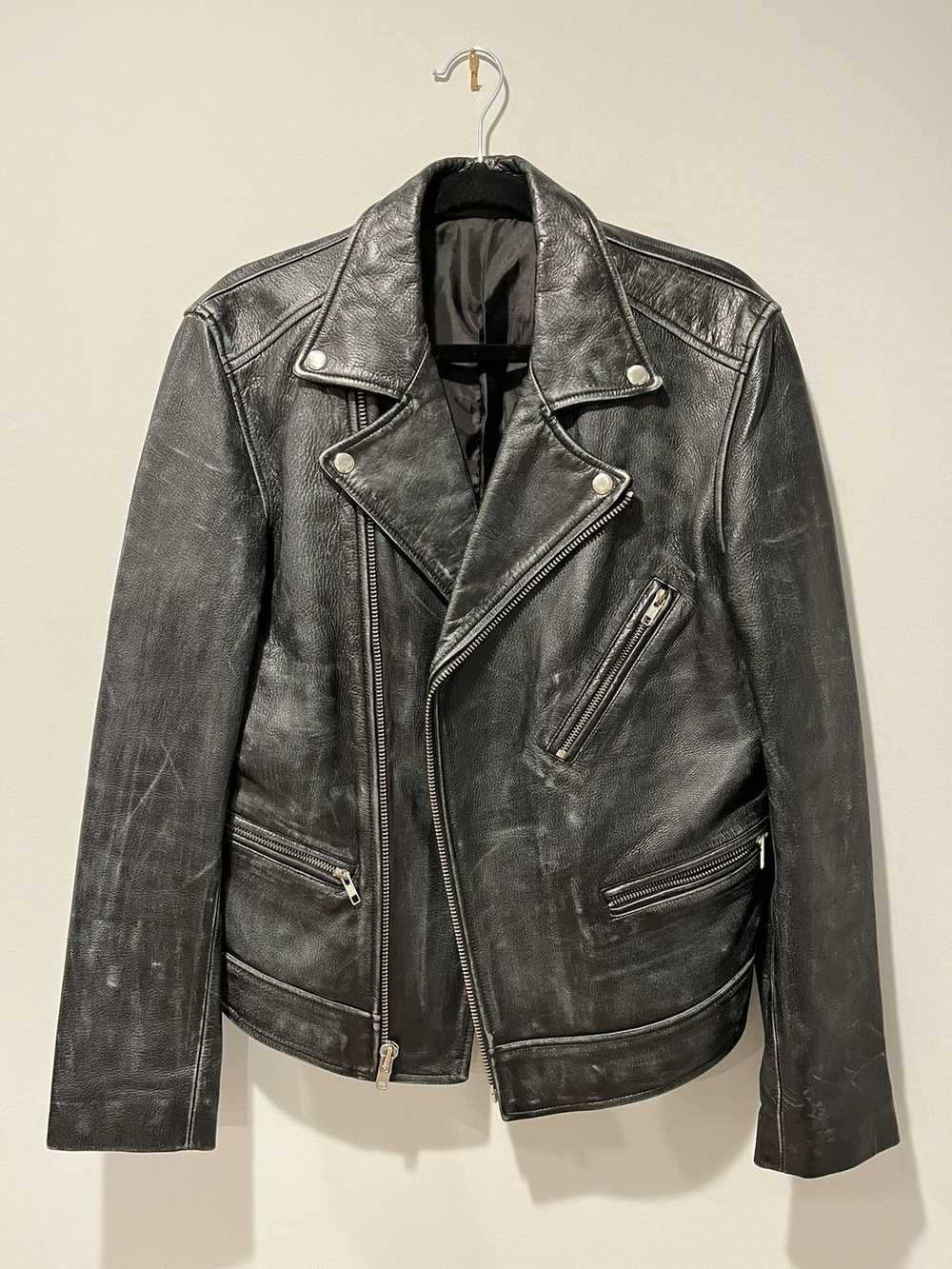 Blk Dnm Blk Dnm Distressed Leather Biker Jacket - image 3