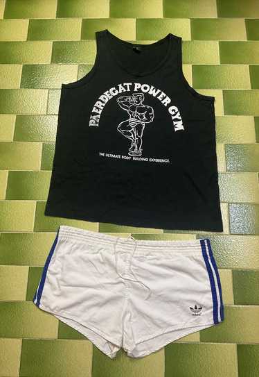 Vintage 80s Paerdegat Power Gym Tank Top & Adidas 