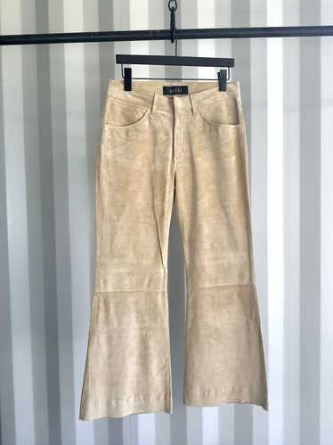 Gucci × Tom Ford Suede Leather Flare Pants
