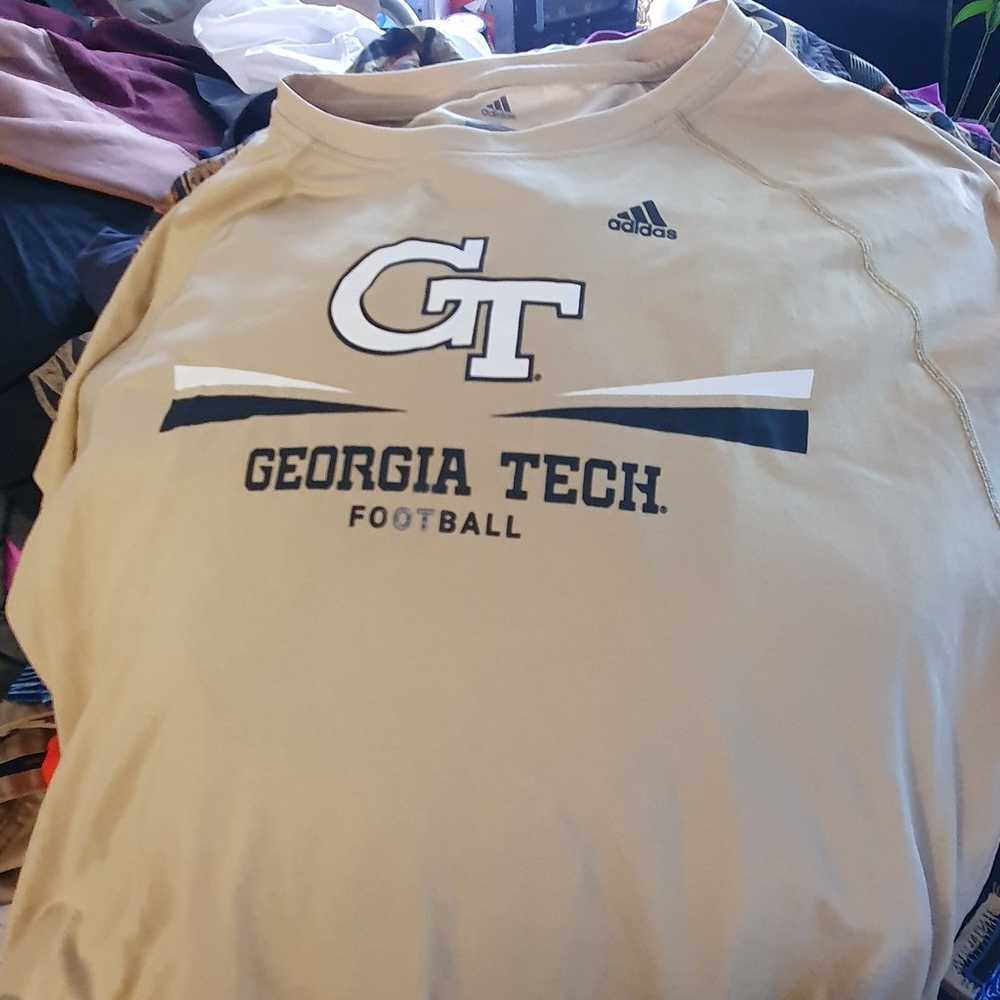 Georgia Tech football tshirt Adidas Xl beige w/ b… - image 1