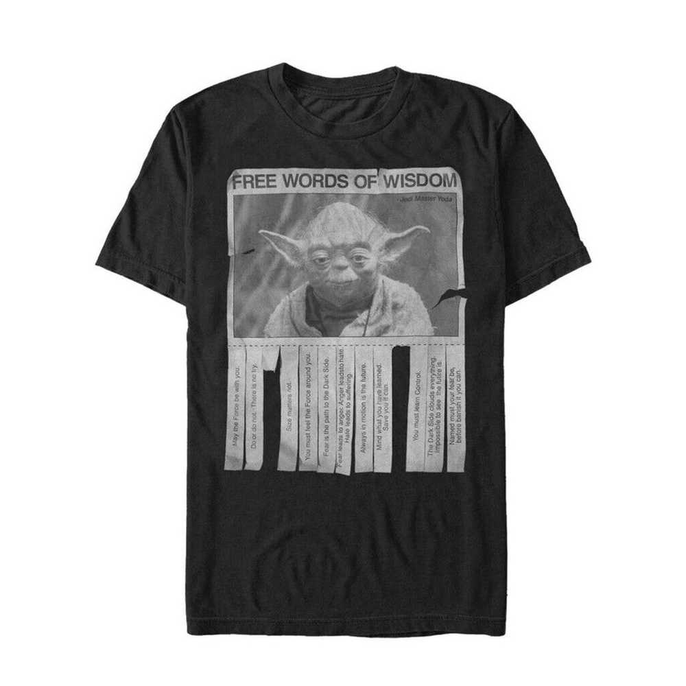 Star Wars Yoda Shirt Men's Large Black Free Words… - image 6
