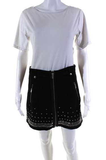 The Kooples Womens Denim Studded Mini Skirt Black… - image 1