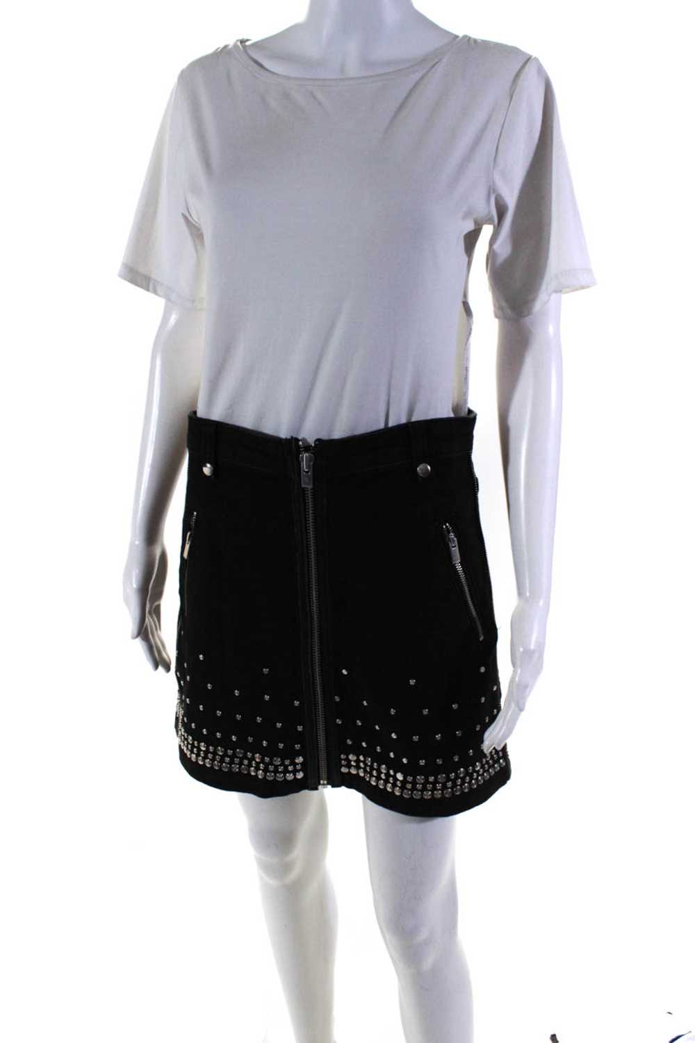 The Kooples Womens Denim Studded Mini Skirt Black… - image 2
