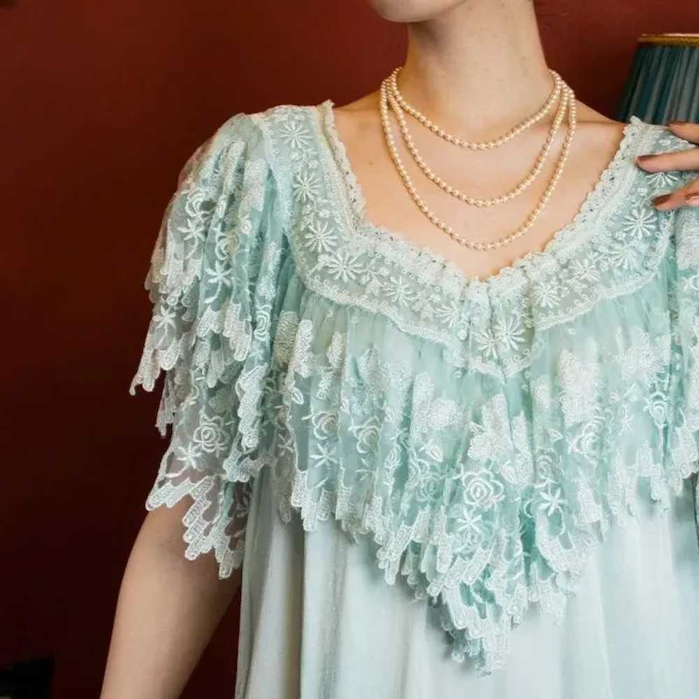 1970s does 1920s Style Mint Green Beaded Boudoir … - image 2