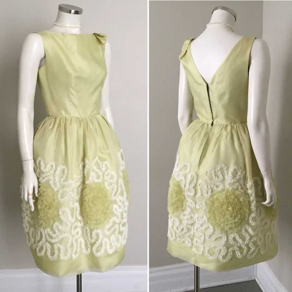 Vintage 1960s Light Chartreuse Party Dress with L… - image 2