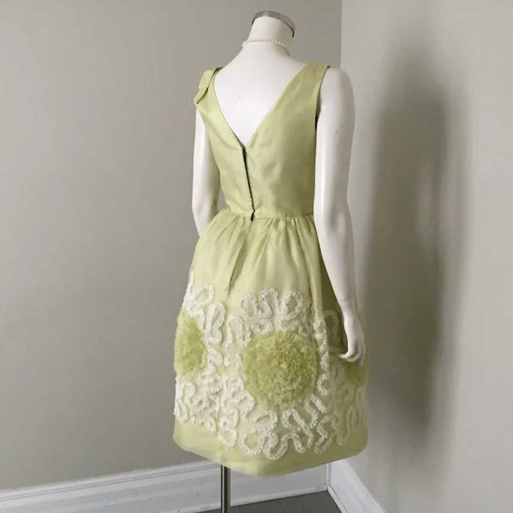 Vintage 1960s Light Chartreuse Party Dress with L… - image 5