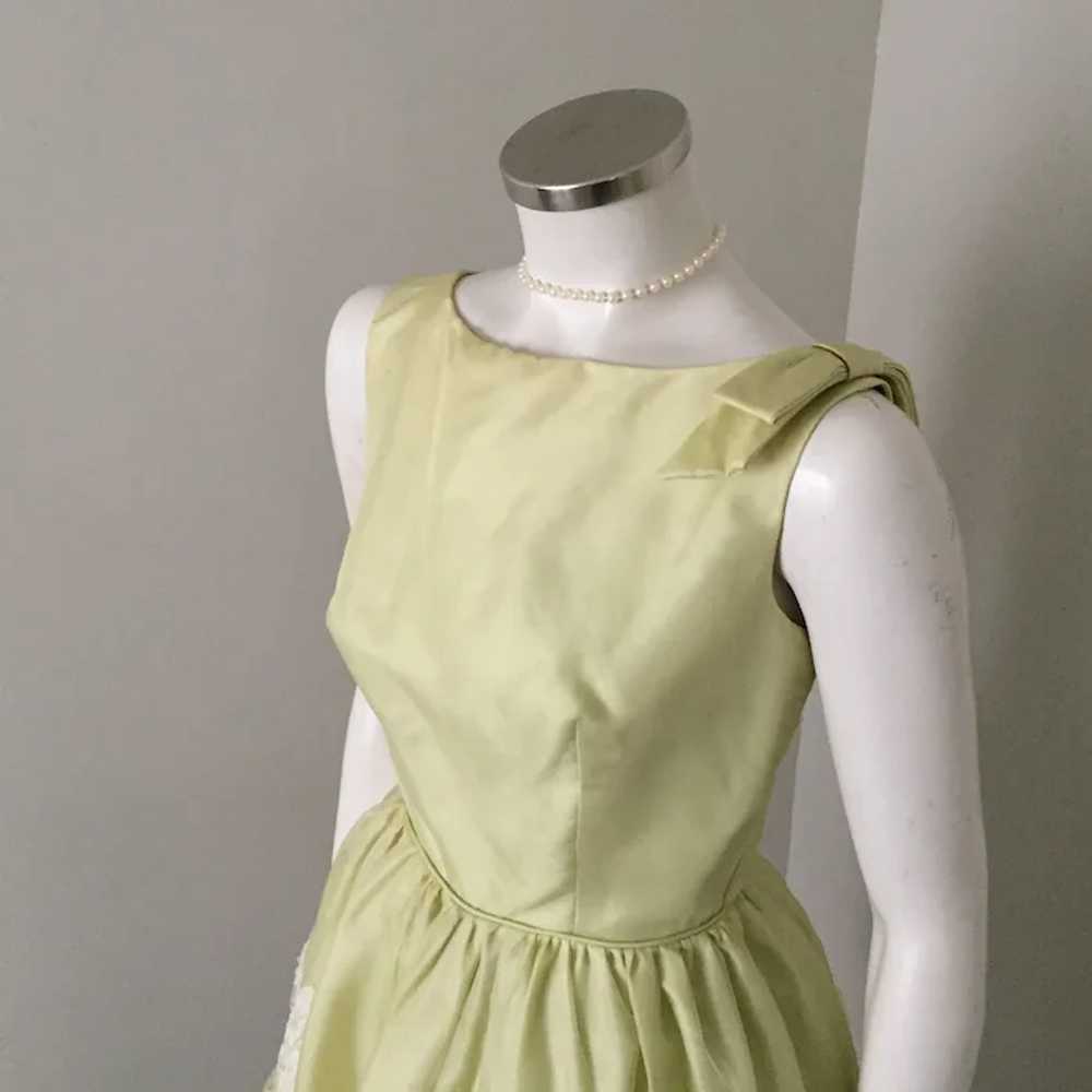 Vintage 1960s Light Chartreuse Party Dress with L… - image 6