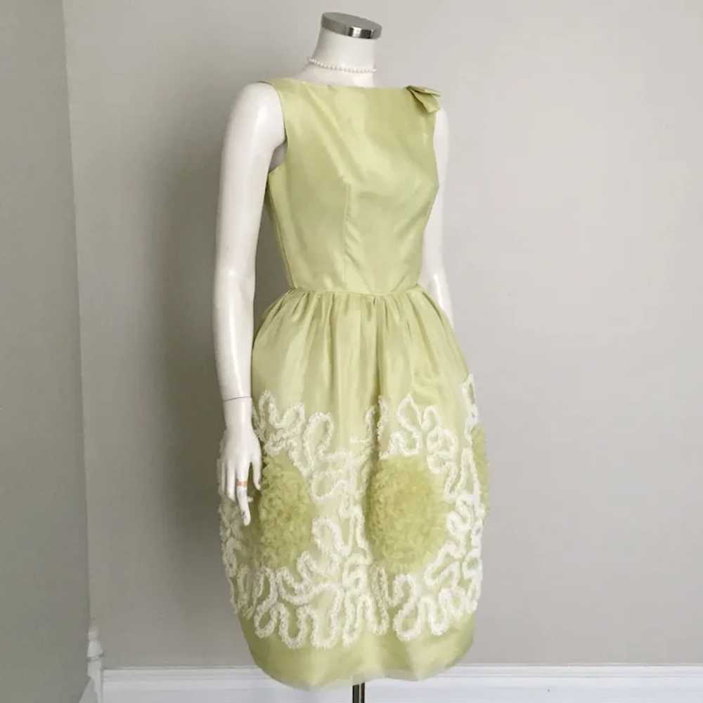 Vintage 1960s Light Chartreuse Party Dress with L… - image 8