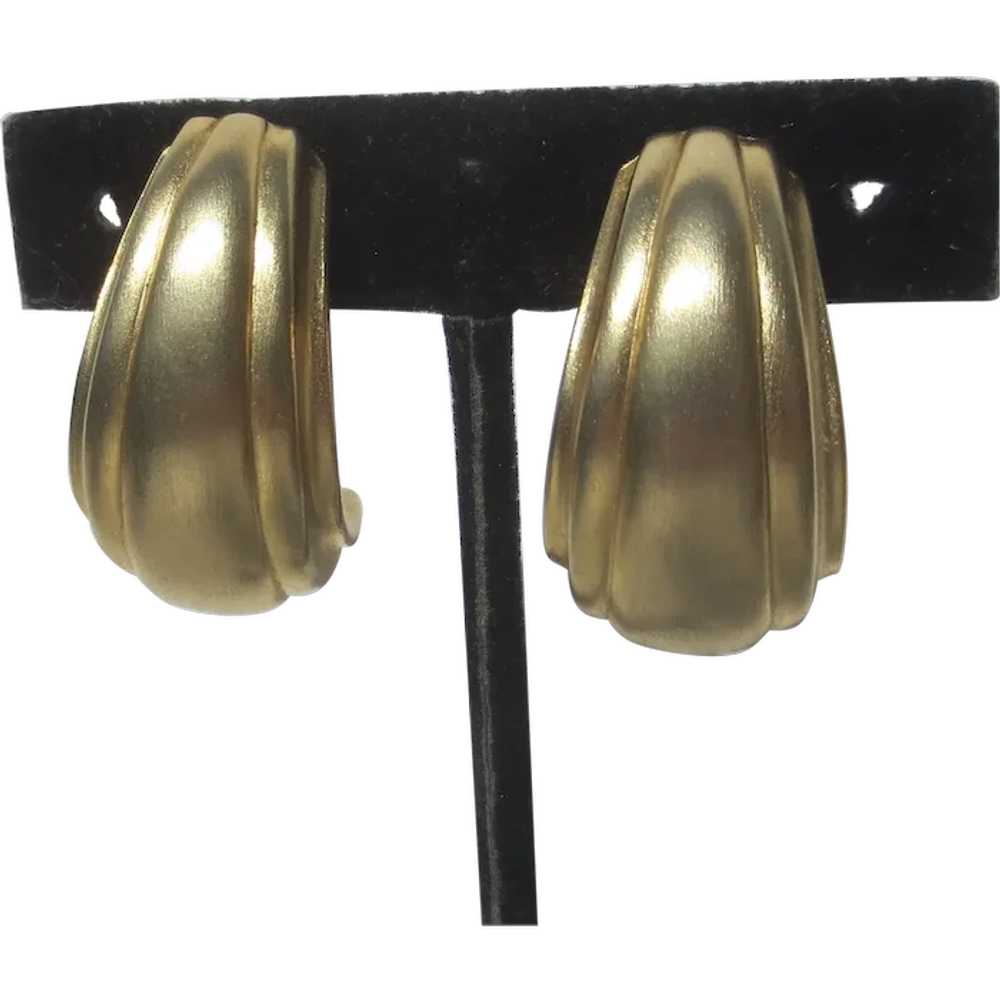 GoldTone Costume Clip-On Earrings circa 60s-70s - image 1