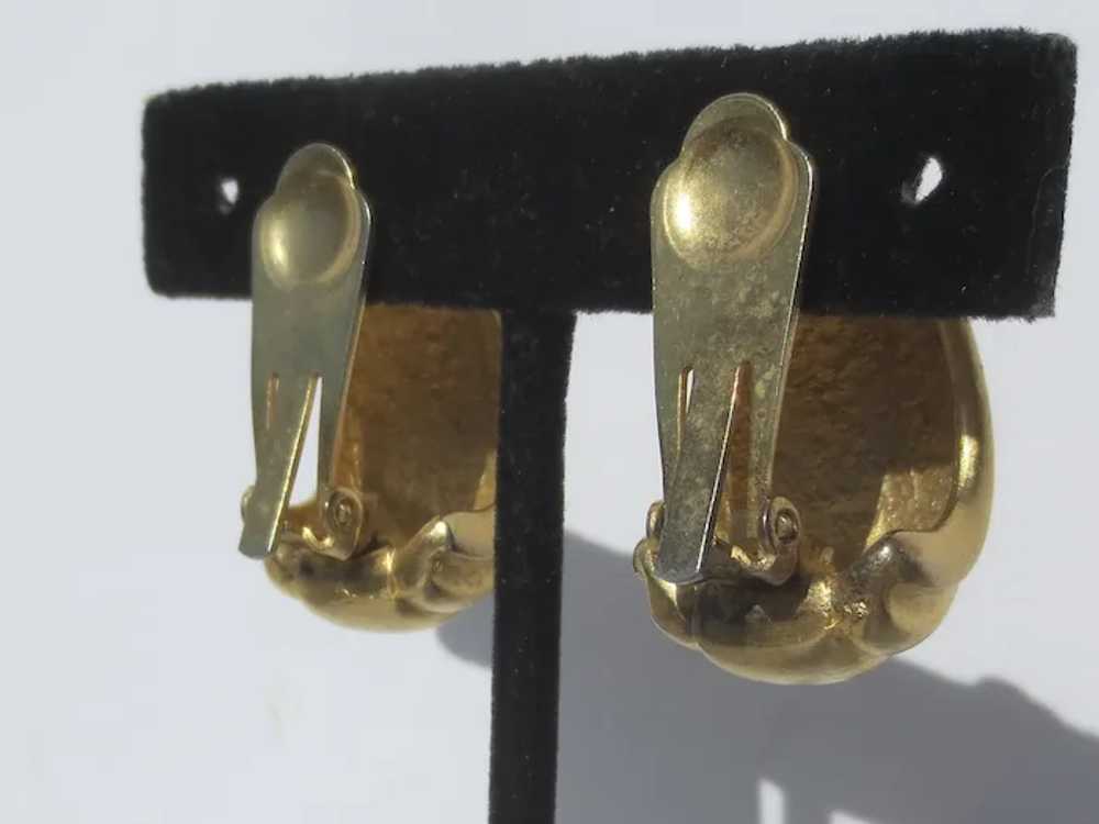 GoldTone Costume Clip-On Earrings circa 60s-70s - image 4