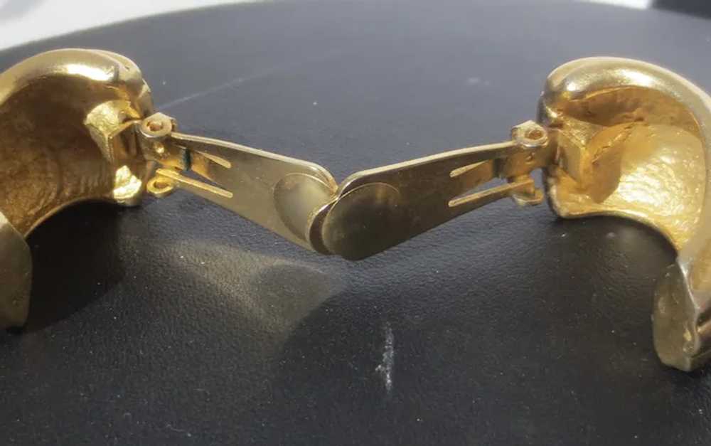 GoldTone Costume Clip-On Earrings circa 60s-70s - image 5