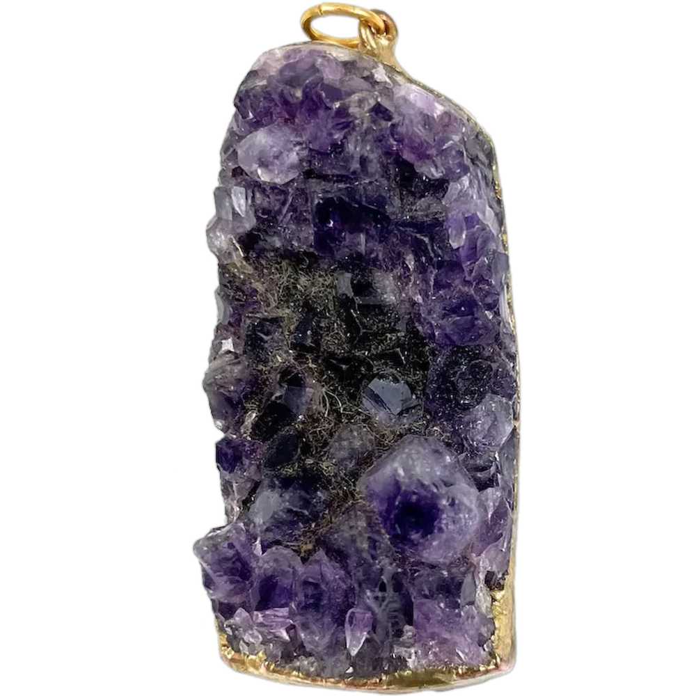 Amethyst Dark Purple Druzy Crystal Gemstone Penda… - image 1
