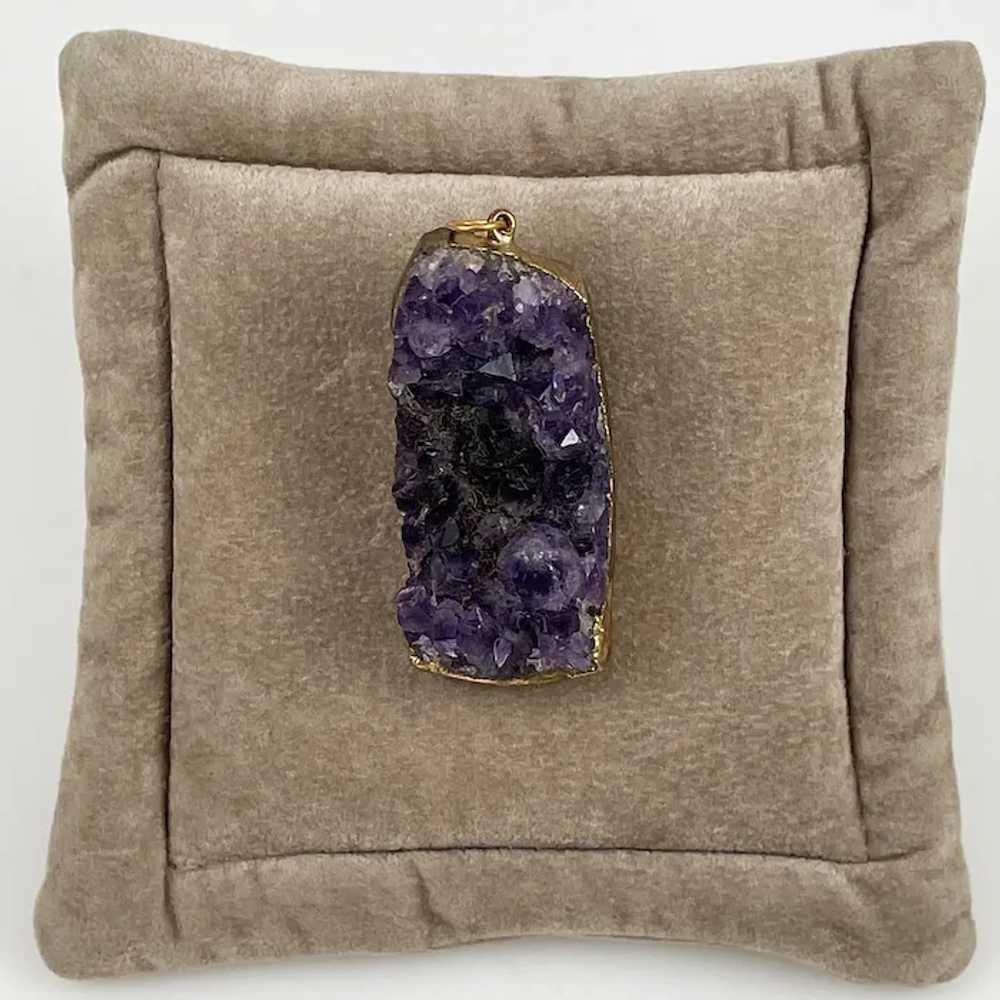 Amethyst Dark Purple Druzy Crystal Gemstone Penda… - image 3
