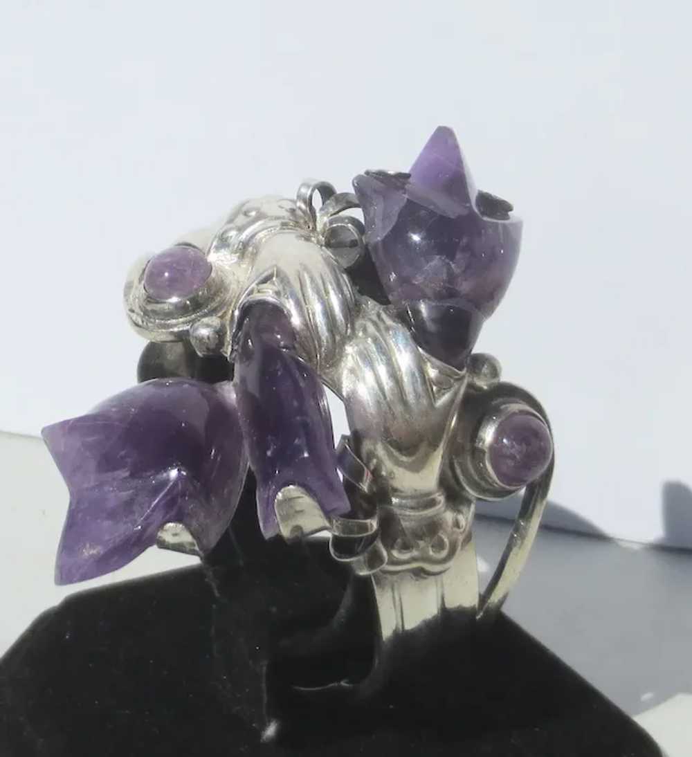 Spratling Style Amethyst and Sterling Cuff - image 2