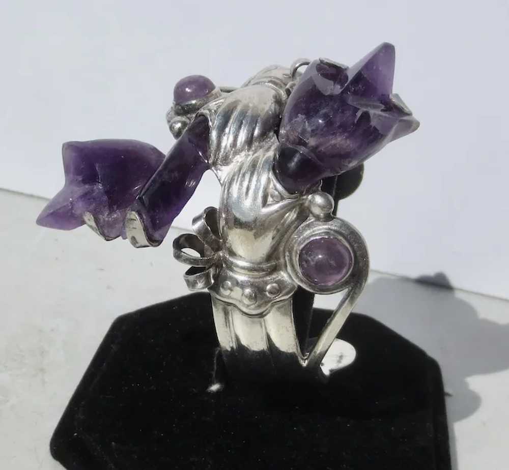 Spratling Style Amethyst and Sterling Cuff - image 3