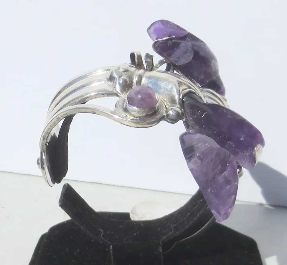 Spratling Style Amethyst and Sterling Cuff - image 7