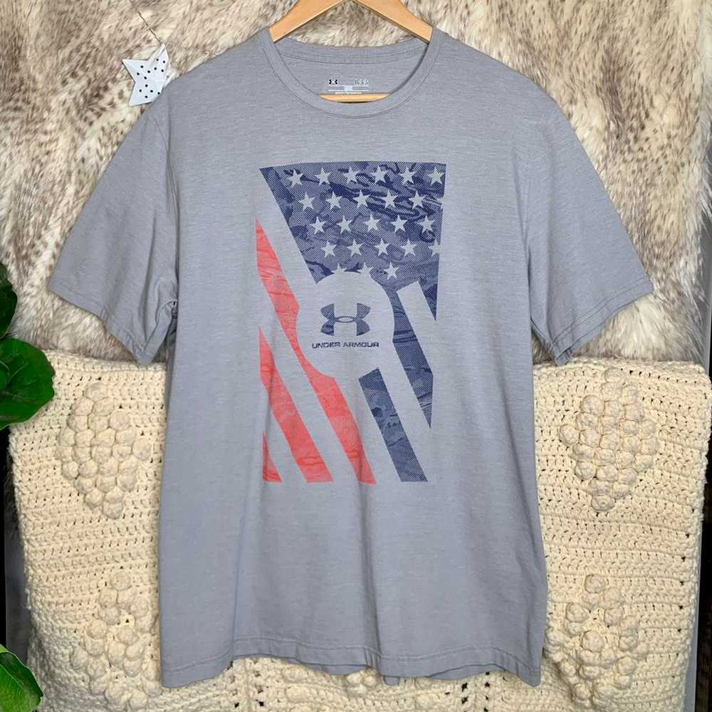 Under Armour Grey American Flag T-Shirt - image 1