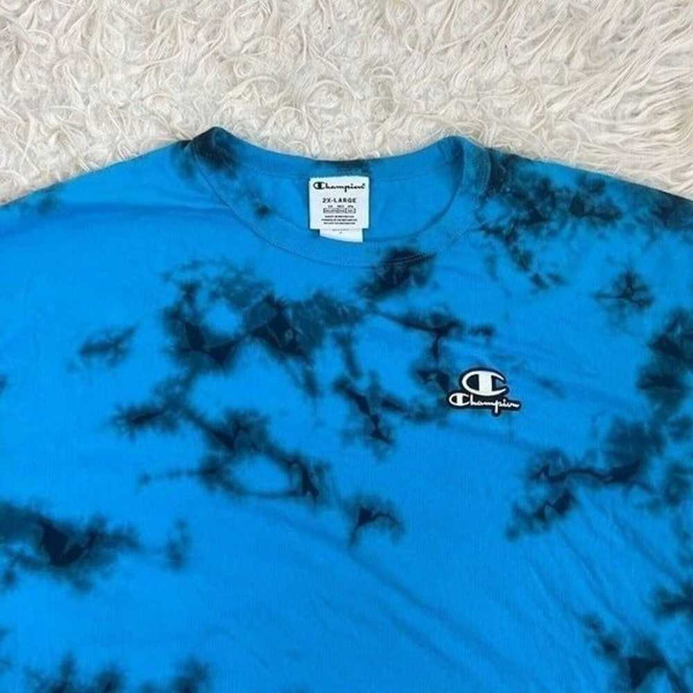 Champion Teal Galaxy Dye T-Shirt Tie Dye Embroide… - image 10