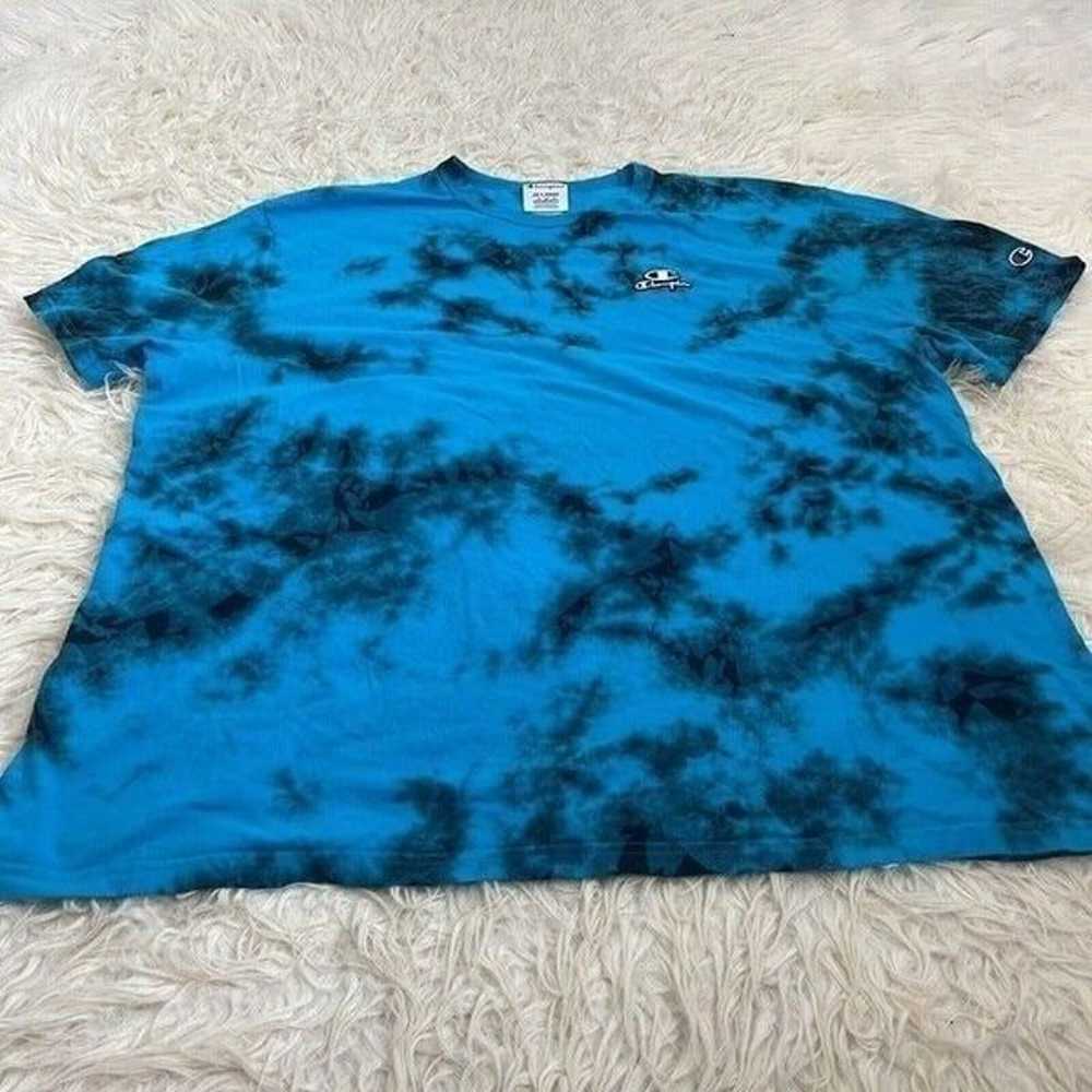 Champion Teal Galaxy Dye T-Shirt Tie Dye Embroide… - image 11