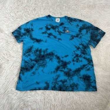 Champion Teal Galaxy Dye T-Shirt Tie Dye Embroide… - image 1
