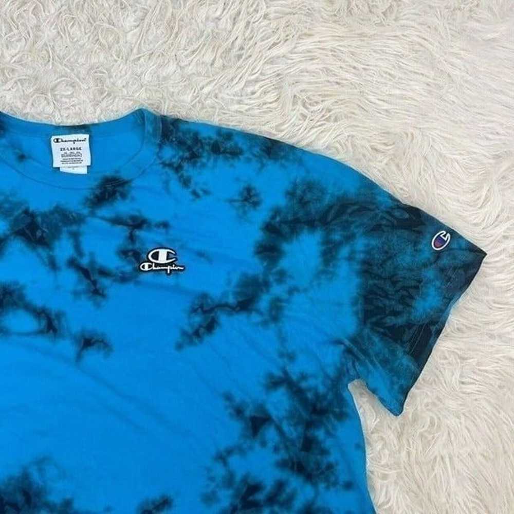 Champion Teal Galaxy Dye T-Shirt Tie Dye Embroide… - image 3