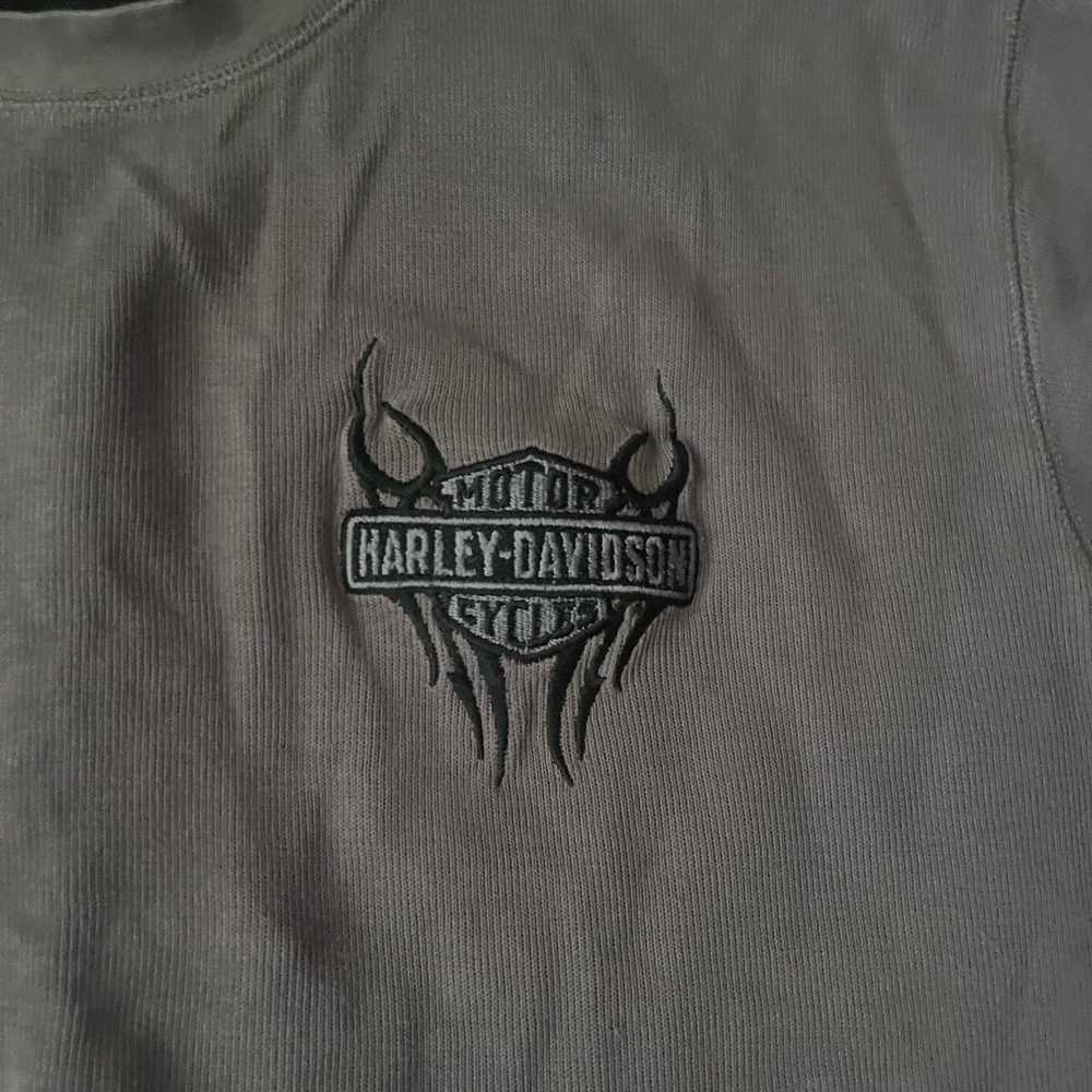 vintage Harley-Davidson gray long sleeve embroide… - image 2