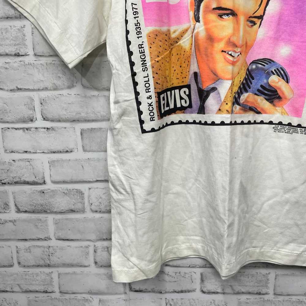 VTG Elvis Memorial White Cotton single stitch Gra… - image 3